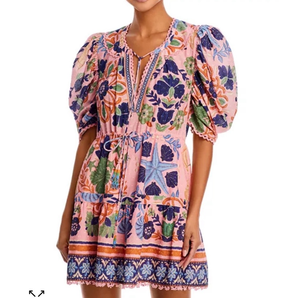 FARM Rio Seashell Tapestry Cotton Mini Dress